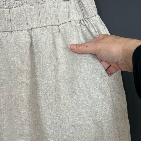 J.Crew Shorts Womens XXL Tan Linen Ruffle Waist Pocket Summer Resort Beachy Chic - Picture 7 of 11